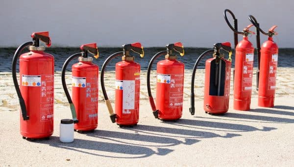 A variety of fire extinguishers