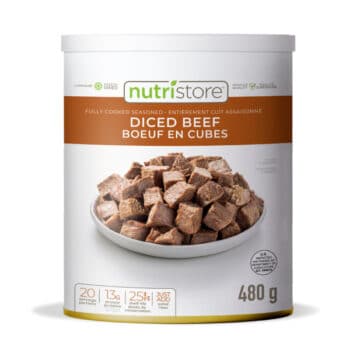 A can of Nutristore Diced Beef