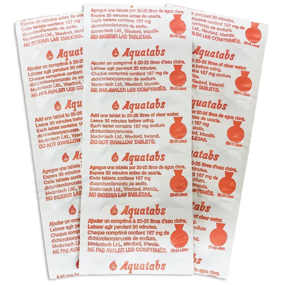 The individually wrapped aquatabs