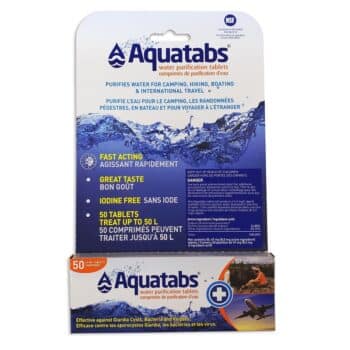 a package of 50, 1 litre Aquatabs