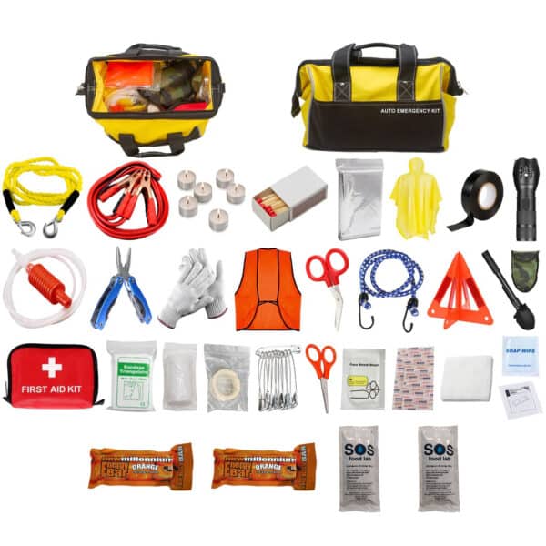 Premium Car emergency kit with all contents displayed