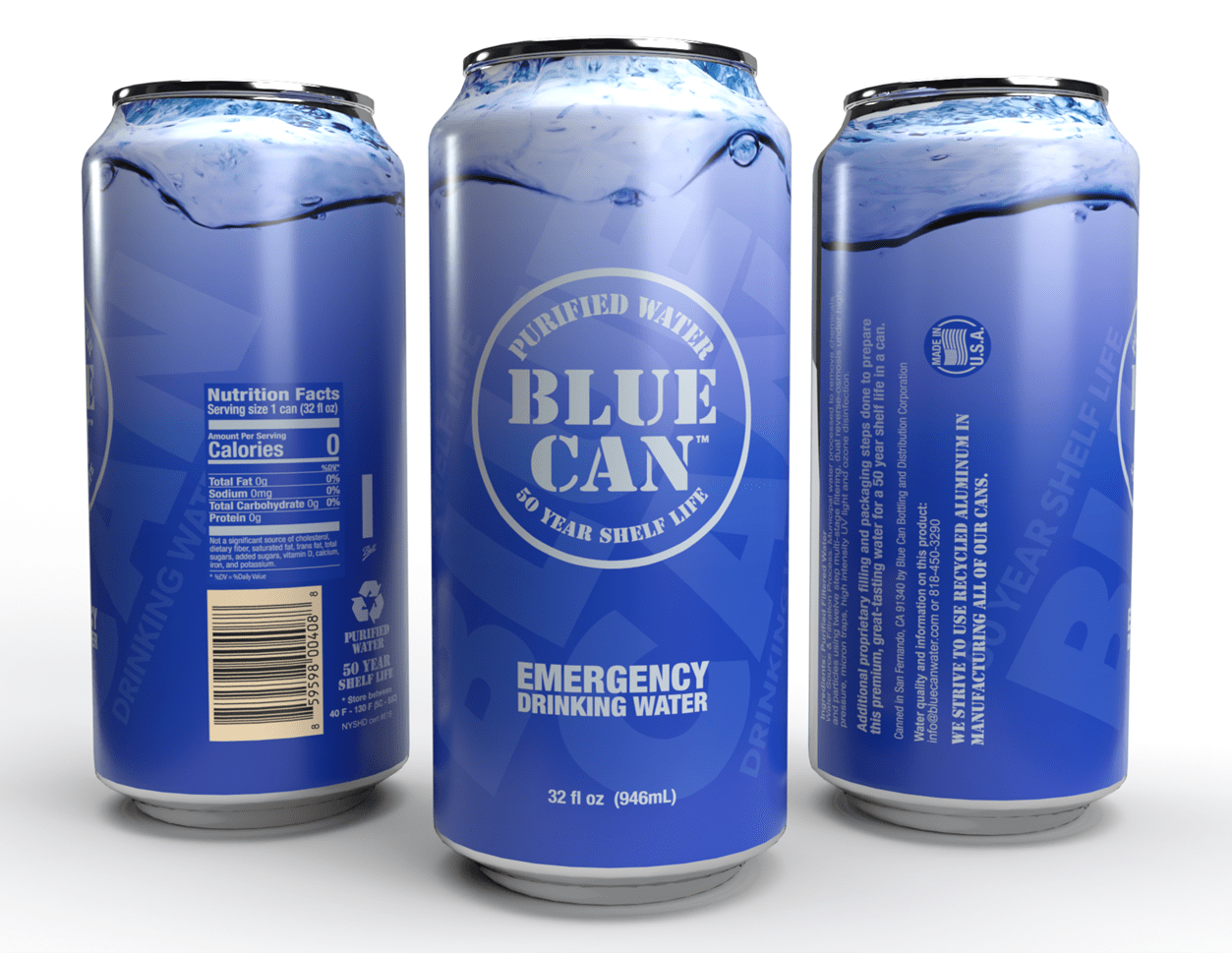 Blue Can, emergency canned water.