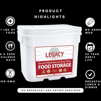 Freeze Dried Emergency Food - 24 day Combo bucket product highlights