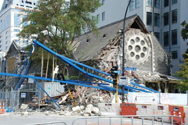 A destroyed building in Christchurch, New Zealand. Damaged in the 2011 earthquakes.