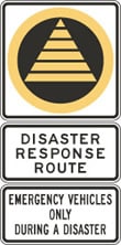 Disaster response route sign