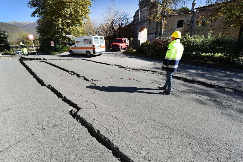 Road hazard during an earthquake