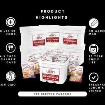 Product Highlights for this package of Freeze Dried Emergency Food