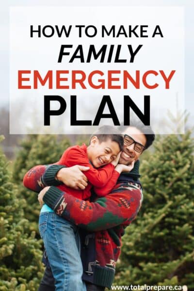 How to Make a Family Emergency Plan; with photo of father picking up son