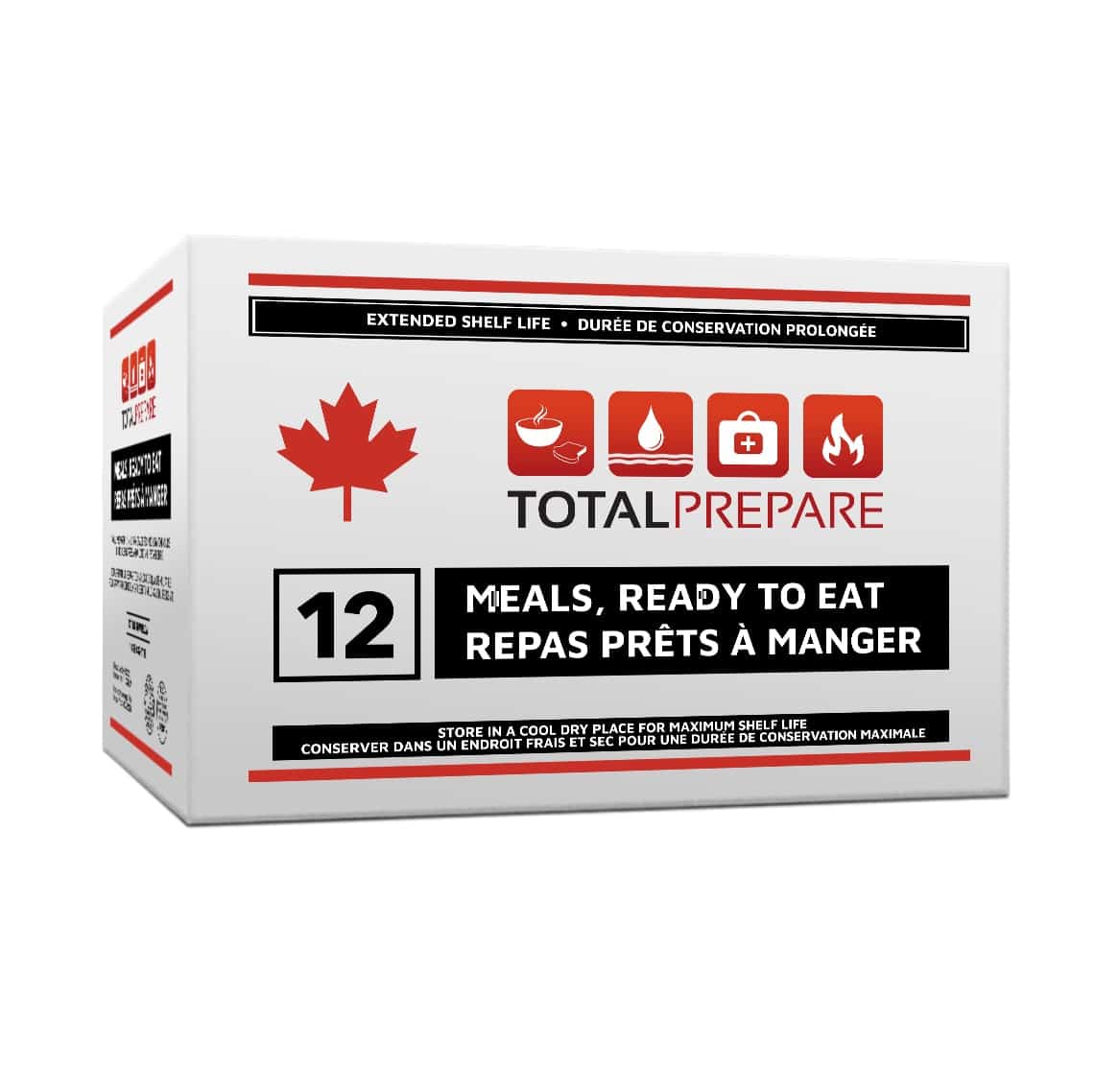 A Case of Total Prepare MREs or Meals Ready to Eat. Canadian MRE.