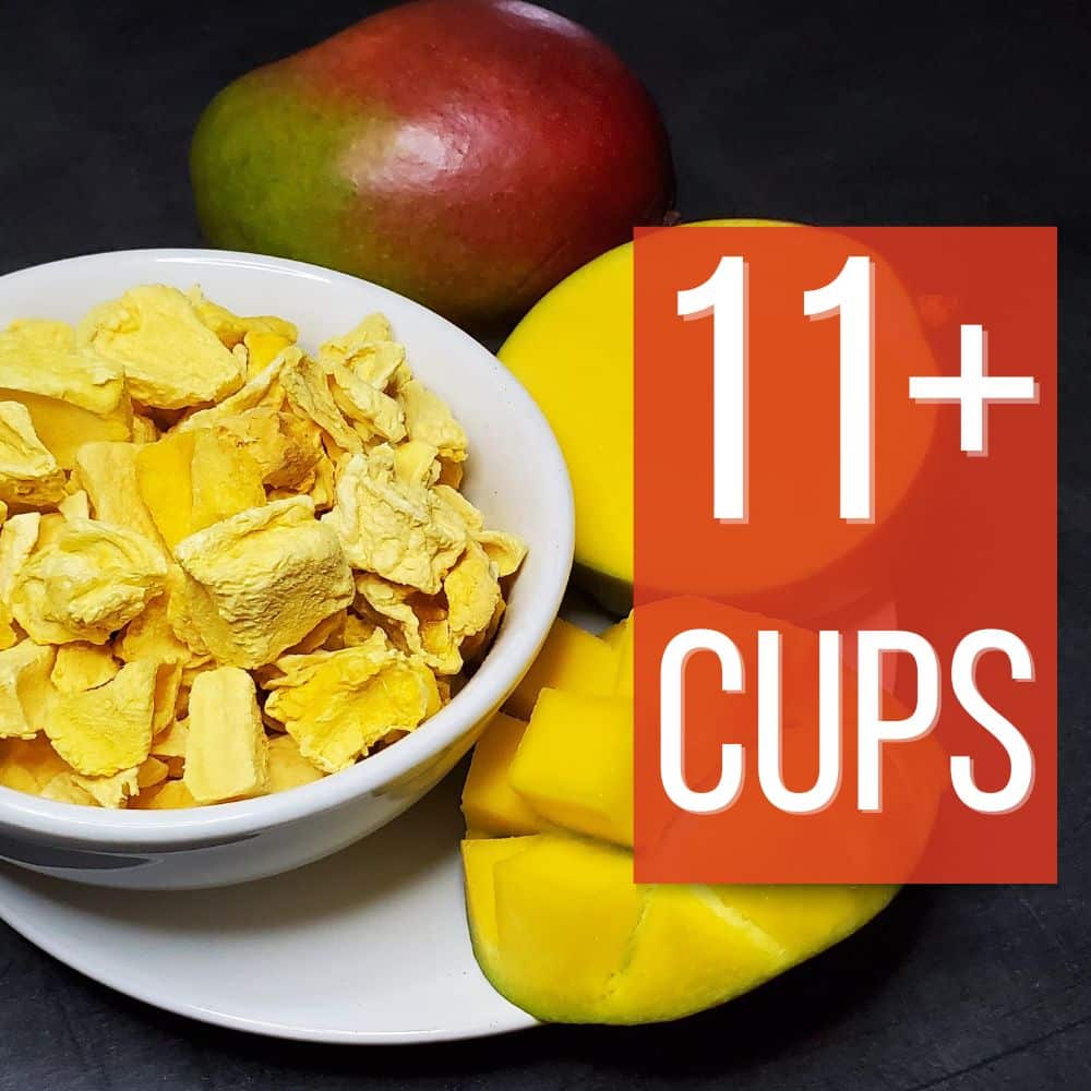 11+ cups of freeze dried mango in each 300g pouch