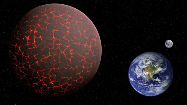 A representation of what Nibiru / Planet X might look like compared to earth