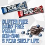 Gluten free & Dairy Free OBars - Emergency Ready, bars with points "gluten free, dairy free, vegan, non-GMO, and 5 year shelf life"