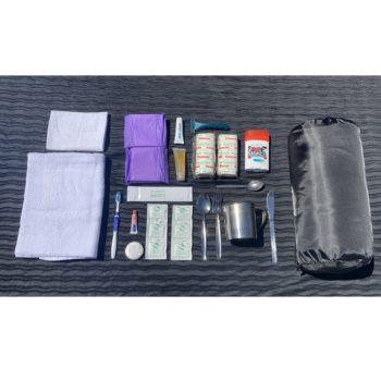 Kit contents laid out on black cloth