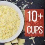Freeze dried cheese - shredded mozzarella. 10+ cups of cheese in each 500g bag.