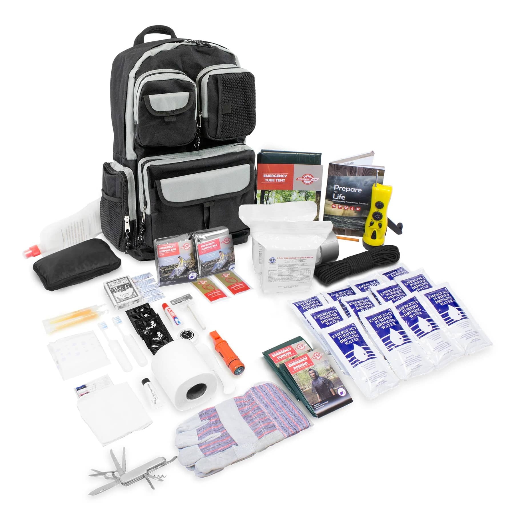 Emergency Zone 840-2 Urban Survival Bug Out Bag Emergency 72 Hour Disaster Kit, 2 Person, Black