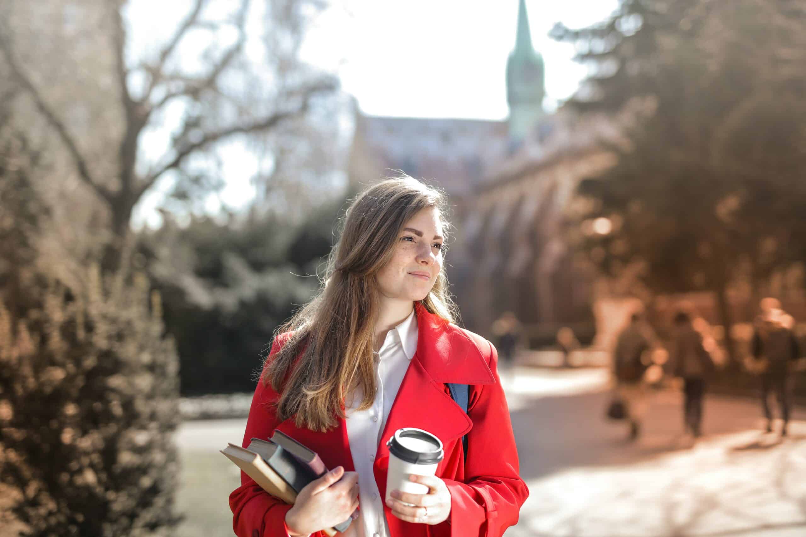 Student in a red blazer
